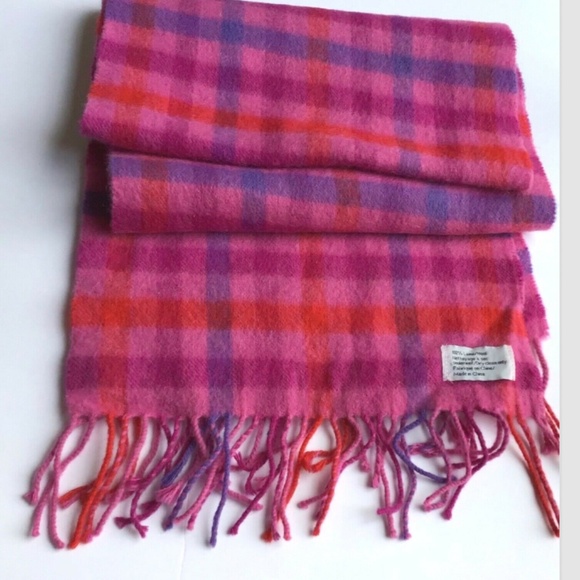 Unbranded gorgeous red & raspberry checkered  scarf, 100% wool - Picture 3 of 4